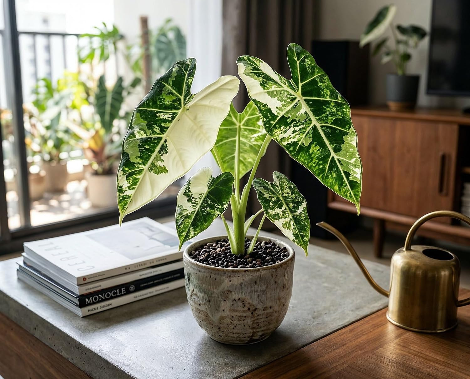Alocasia Frydek Variegata - Handgezogene Jungpflanze